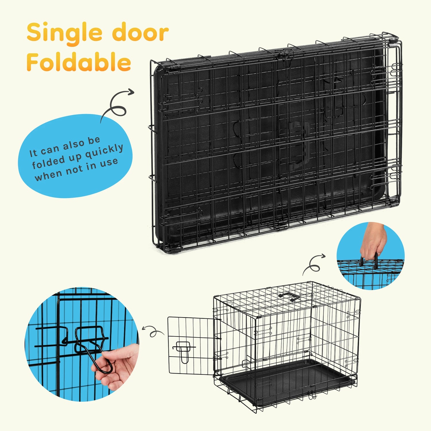 JHK 30 Inch Foldable Metal Pet Kennel