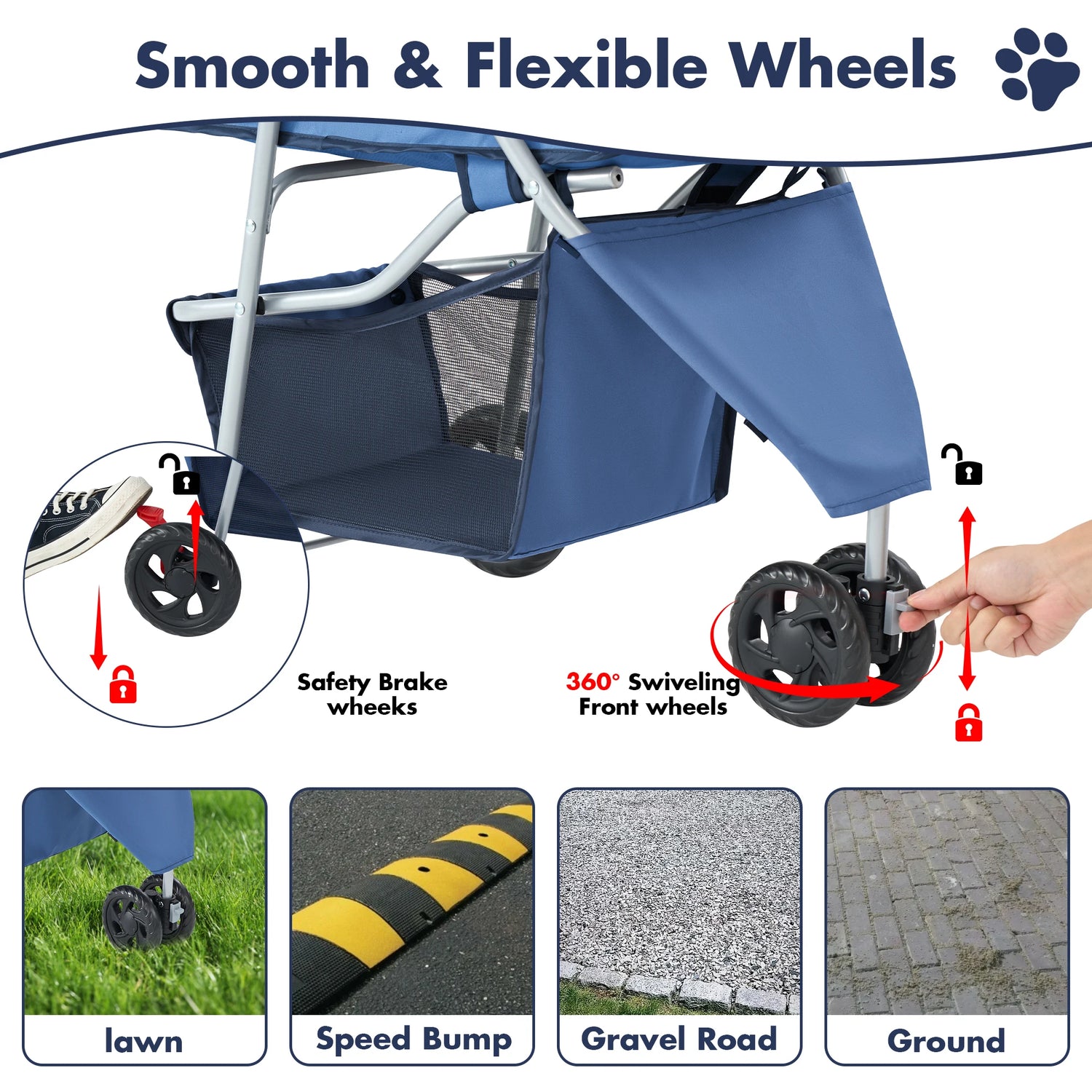 JHK 3 Wheel Foldable Pet Stroller for Small Dogs and Cats