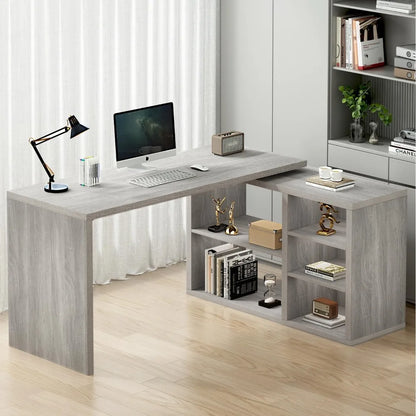 Corner Desk with Storage Shelves in Four Sleek Finishes