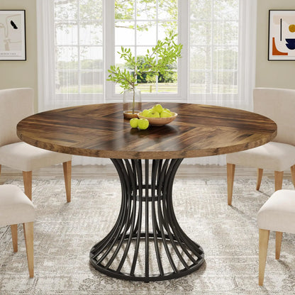 Tribesigns Farmhouse Style Round Dining Table for 4-6 People