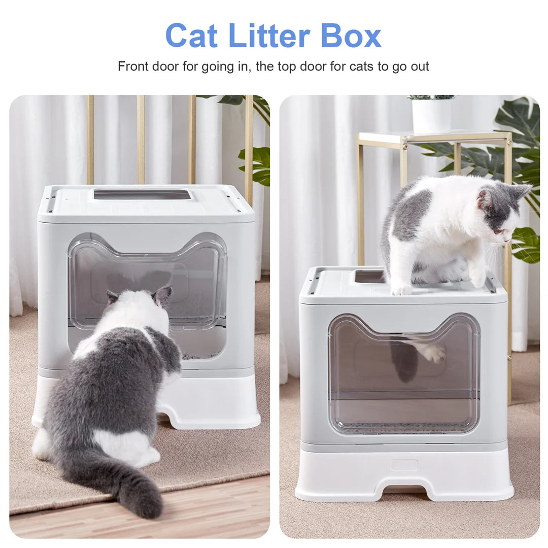 Large Enclosed Cat Litter Box with Scoop Drawer