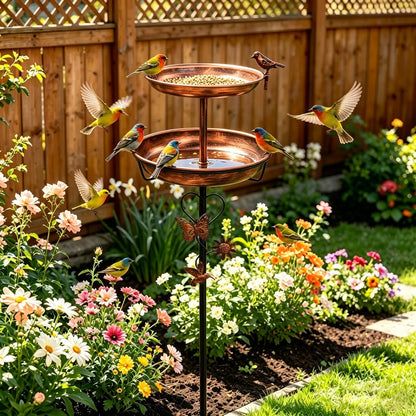 Double-Layer Bird Bath and Feeder
