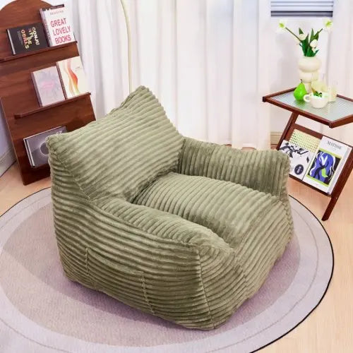Oversized Comfy Beige Beanbag Lounge Lazy Floor Sofa Chair for Living Room, Bedroom &amp; Dorm, Cozy Fluffy Single Cloud Mini Couch