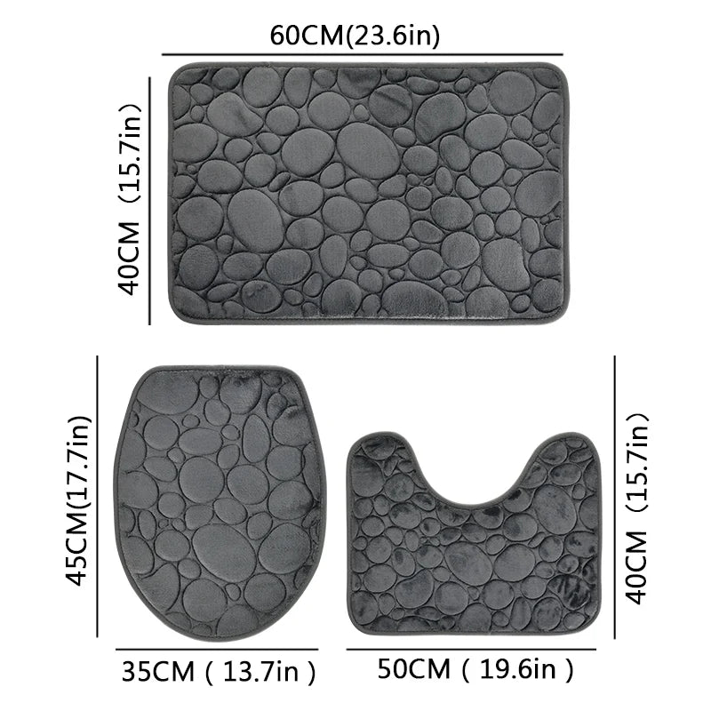 Water-Absorbing Non-Slip Solid Color Bathroom Rug Set