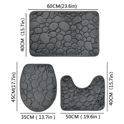 Water-Absorbing Non-Slip Solid Color Bathroom Rug Set