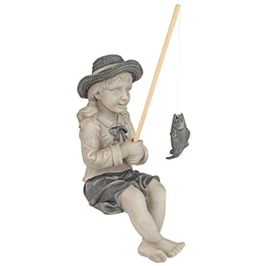 Big Catch Fisherwoman Nellie with Fishing Pole Garden Statue