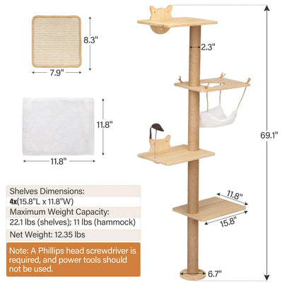 Wall-Mounted Cat Scratching Pad for Small to Large Cats