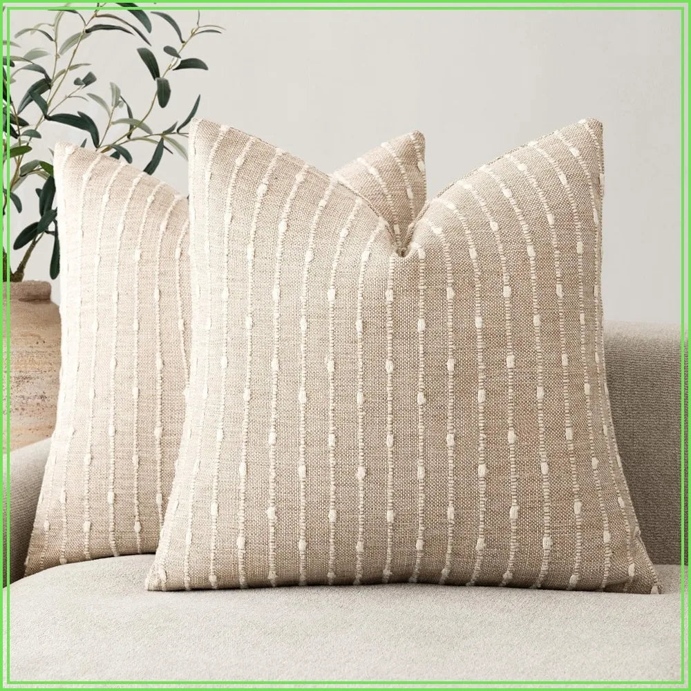Set of 2 20 x 20 Inch Boho Striped Throw Pillow Covers
