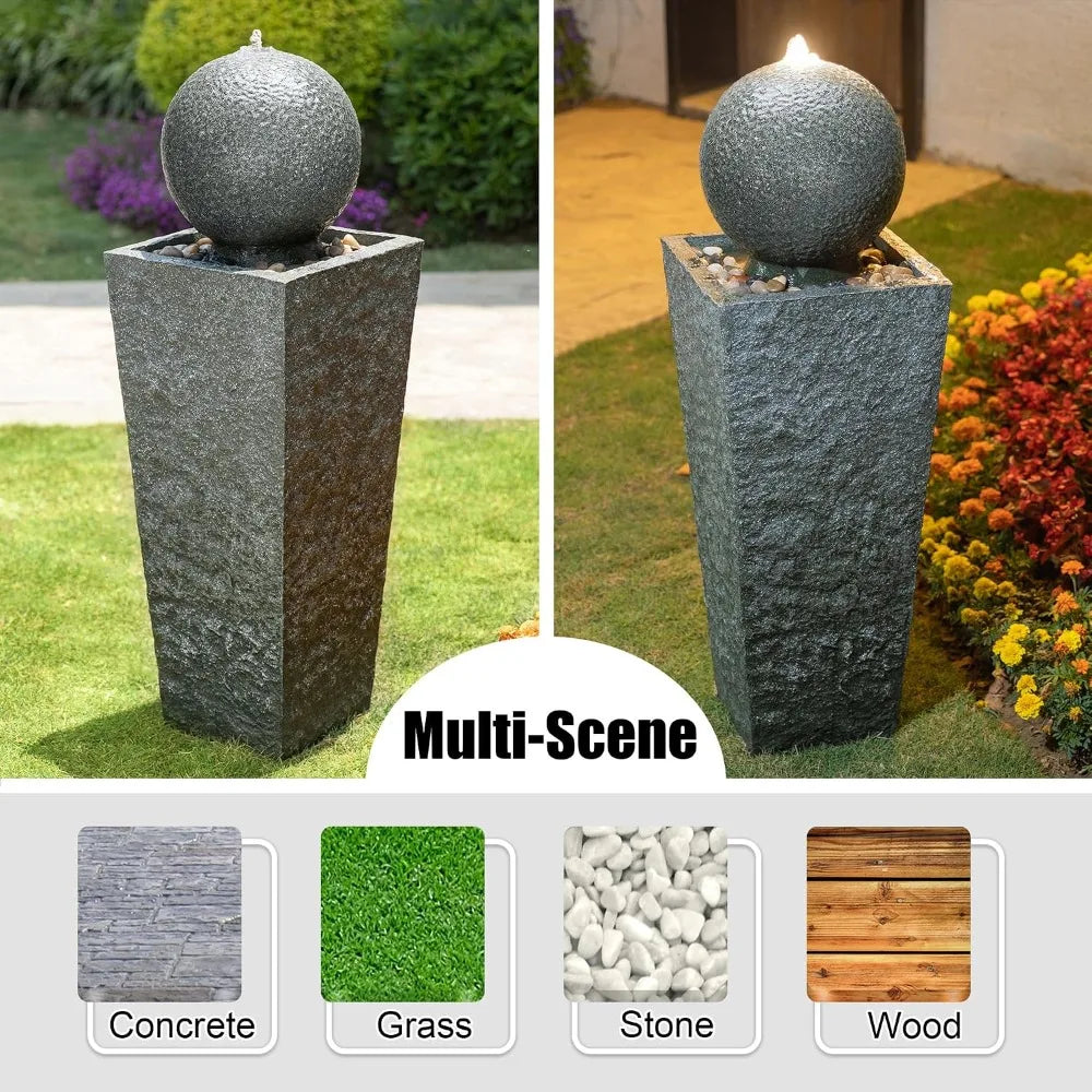 Modern Sphere Outdoor Water Fountain with LED Light