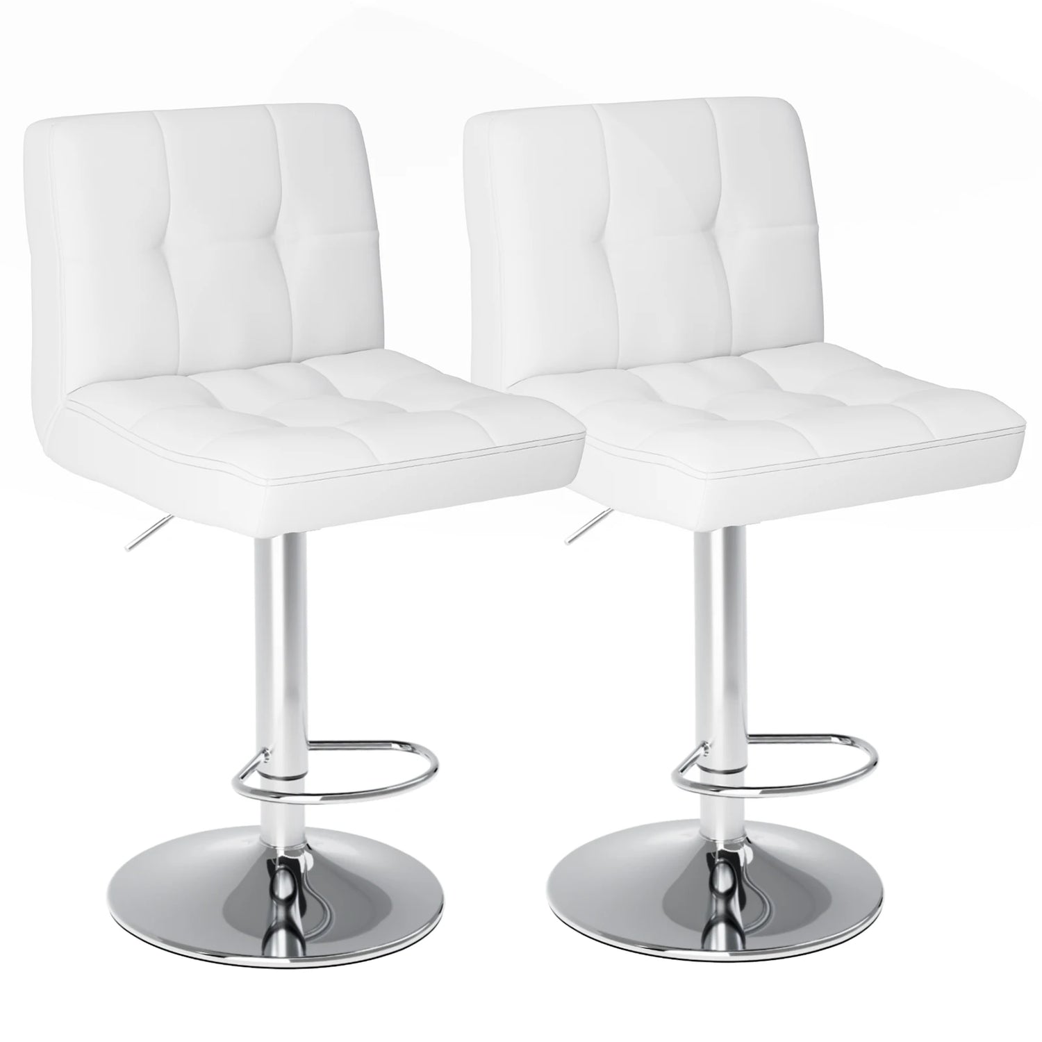 JHK PU Counter Height Leather Bar Stools Set of 2