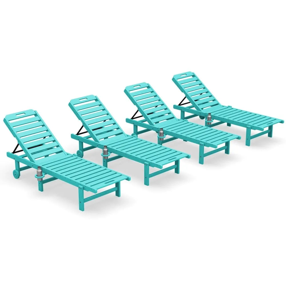 Outdoor Chaise Lounge Set of 4 with 5 Adjustable Positions