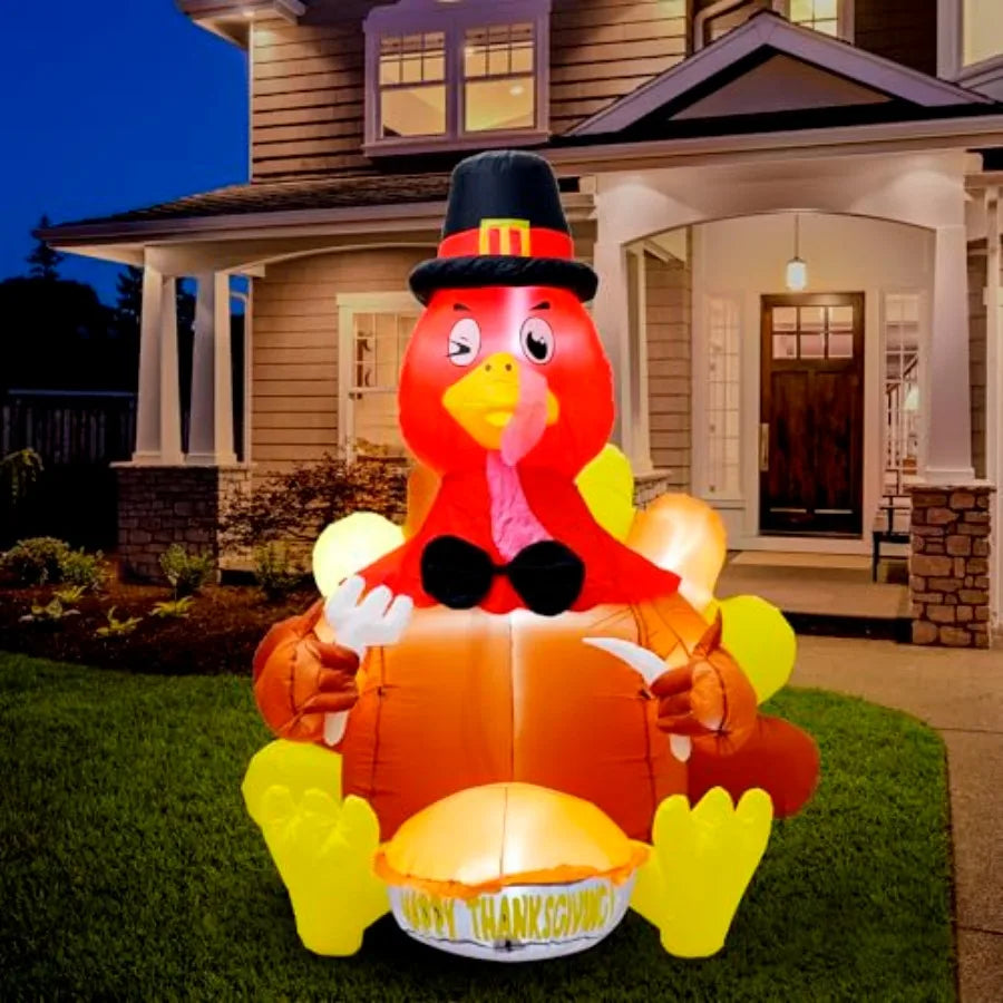 6 Foot Outdoor Thanksgiving Turkey Inflatable Decoration