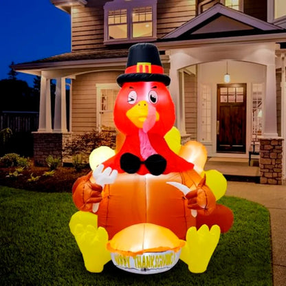 6 Foot Outdoor Thanksgiving Turkey Inflatable Decoration
