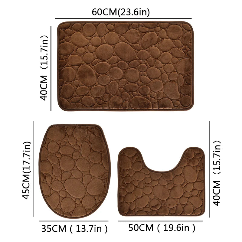 Water-Absorbing Non-Slip Solid Color Bathroom Rug Set