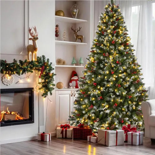 9 Foot Pre-Lit Pre-Decorated Pine Hinged Christmas Tree