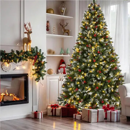 9 Foot Pre-Lit Pre-Decorated Pine Hinged Christmas Tree