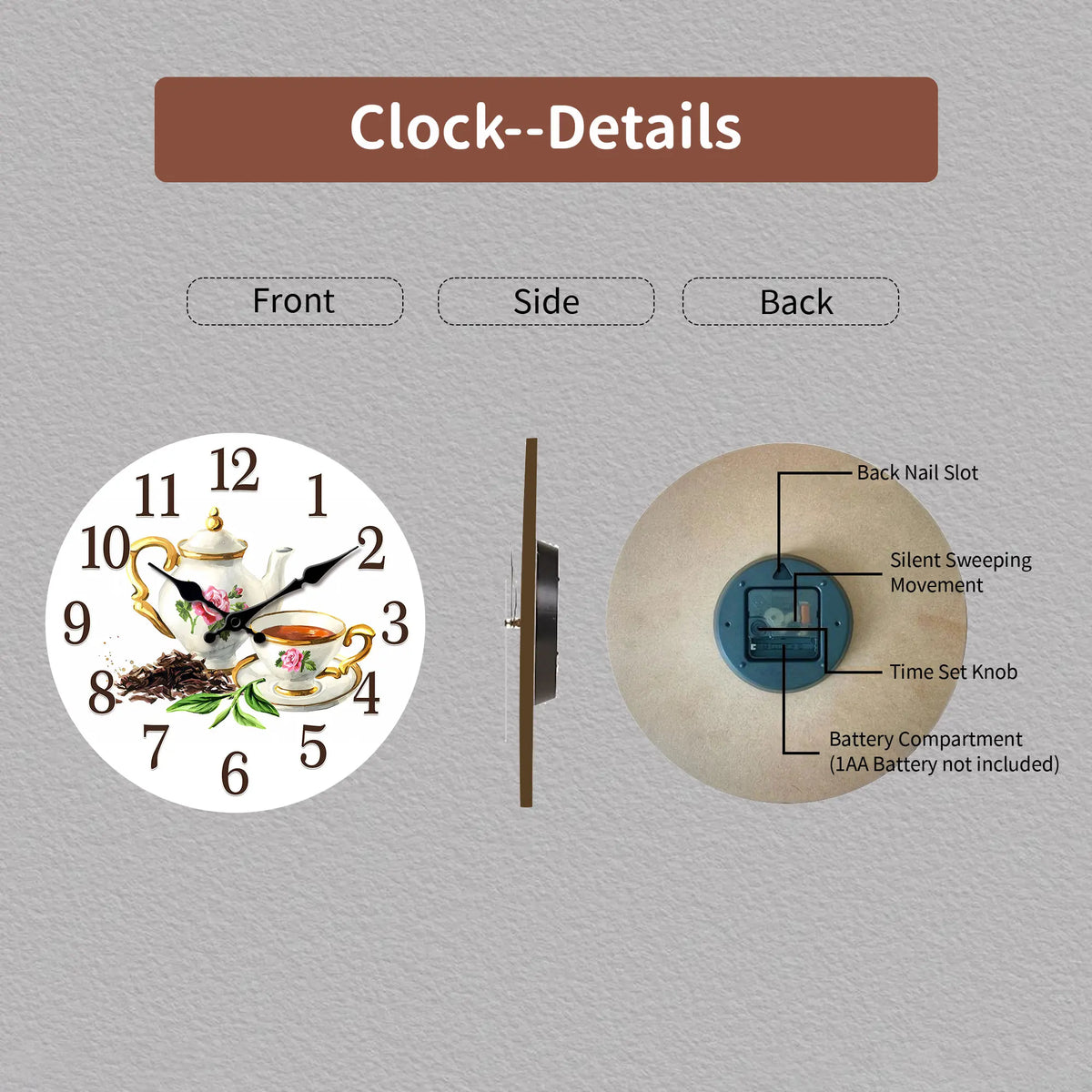 Modern Round Teacup and Pot Wall Clock