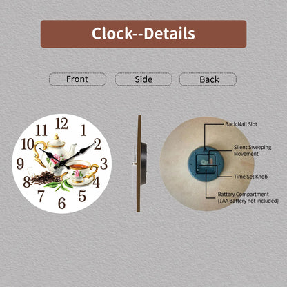Modern Round Teacup and Pot Wall Clock