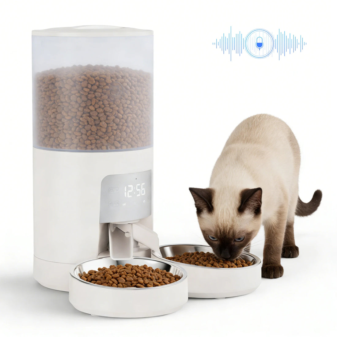 JHK 6L Automatic Timed Pet Feeder with 2 Stainless Bowls