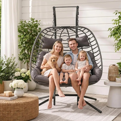 Outdoor Double Egg Swing Chair with Stand