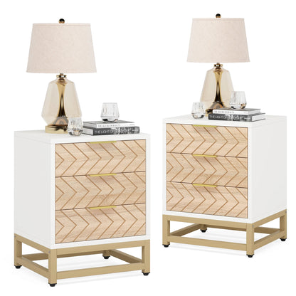 Tribesigns Set of 2 Modern 3-Drawer Nightstands