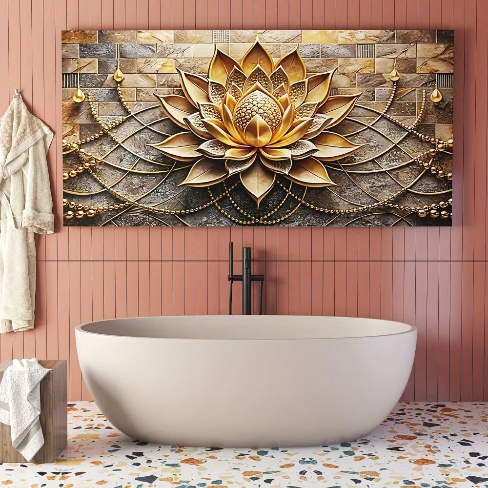 Modern Abstract Black and Gold Floral Canvas Art