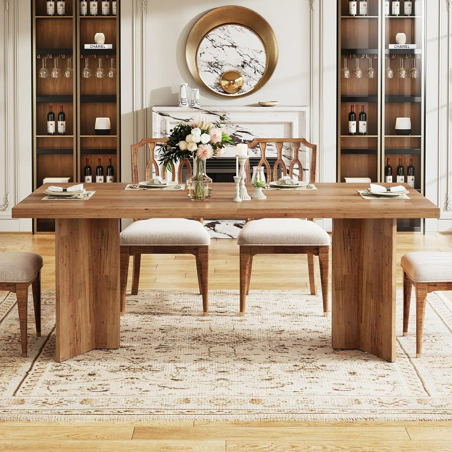 63-inch Farmhouse Style Dining Table Seats 4-6