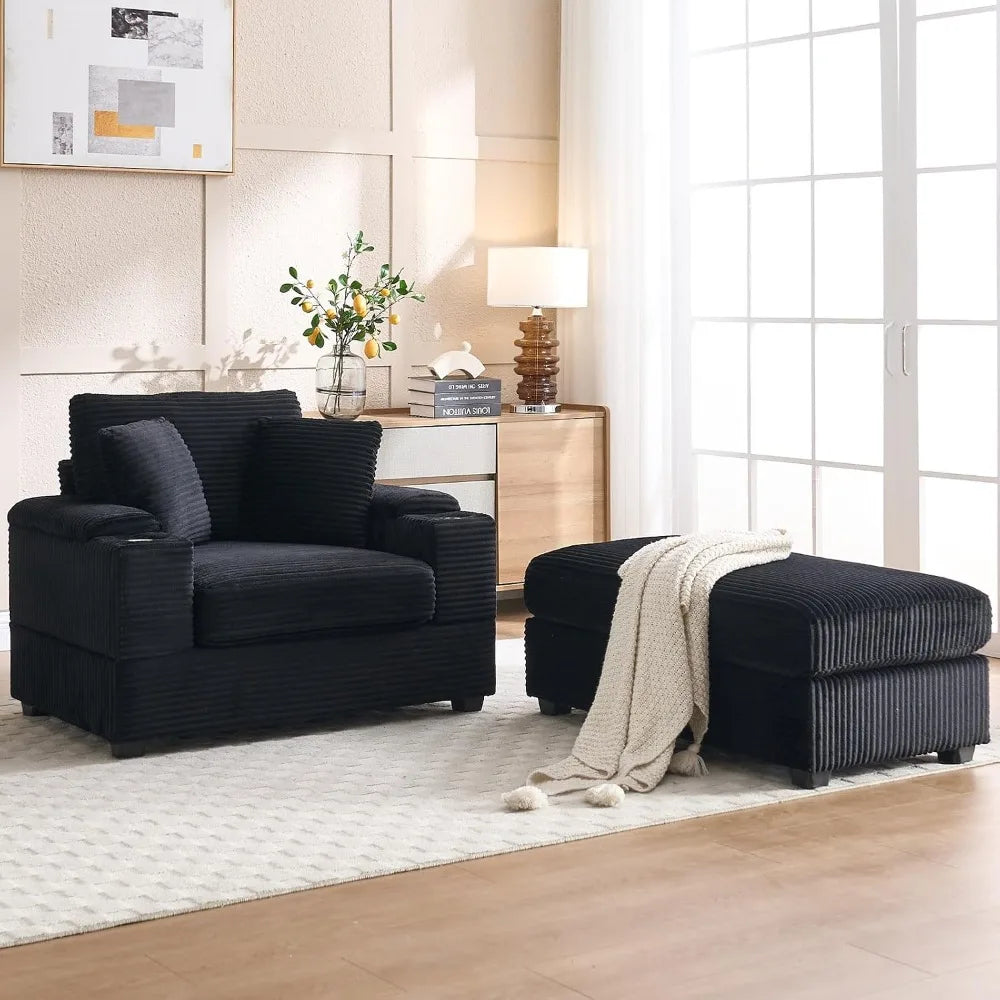 42.12" Oversized Indoor Chaise Lounge Chair with Ottoman