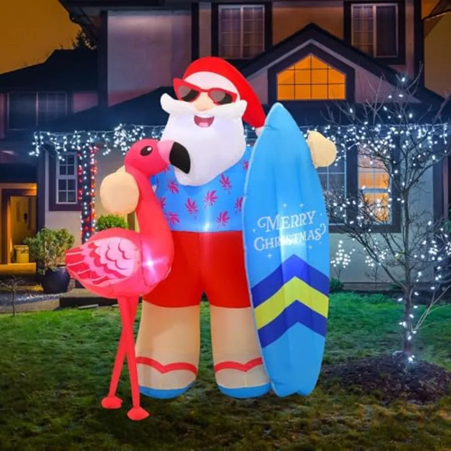 6.5 Foot Tropical Christmas Santa Claus Inflatable Decoration