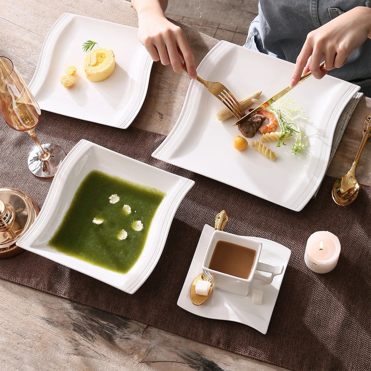 Malacasa White Porcelain Dinner Set